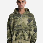 Unisex Garment-Dyed Cropped Full-Zip Hooded Sweatshirt