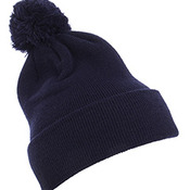 Cuffed Knit Beanie with Pom Pom Hat